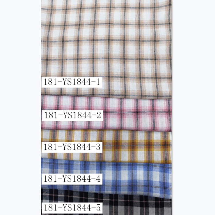 涤棉色织格子布现货