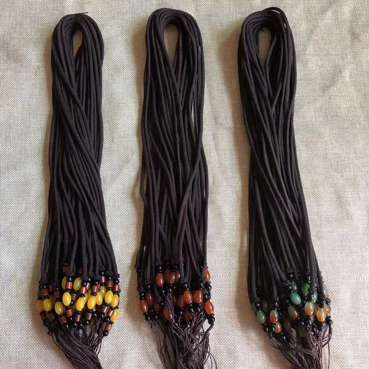 紫檀木编织翡翠毛衣链吊坠挂绳玛瑙玉器项链绳玉线琥珀蜜蜡绳批发