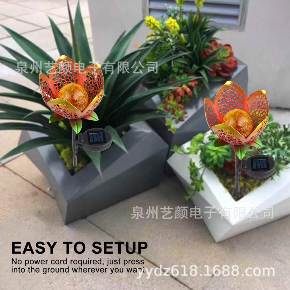 Fábrica en stock pelo recto solar flor hueca luz roja flor linterna proyección patrón luz hierro flor nuevo producto