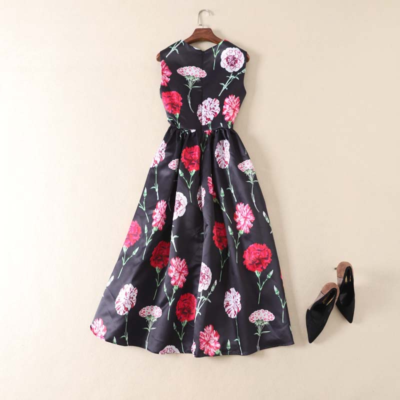 0325-11 黑底印花收腰下摆连衣裙尺码SMLXLS码胸围