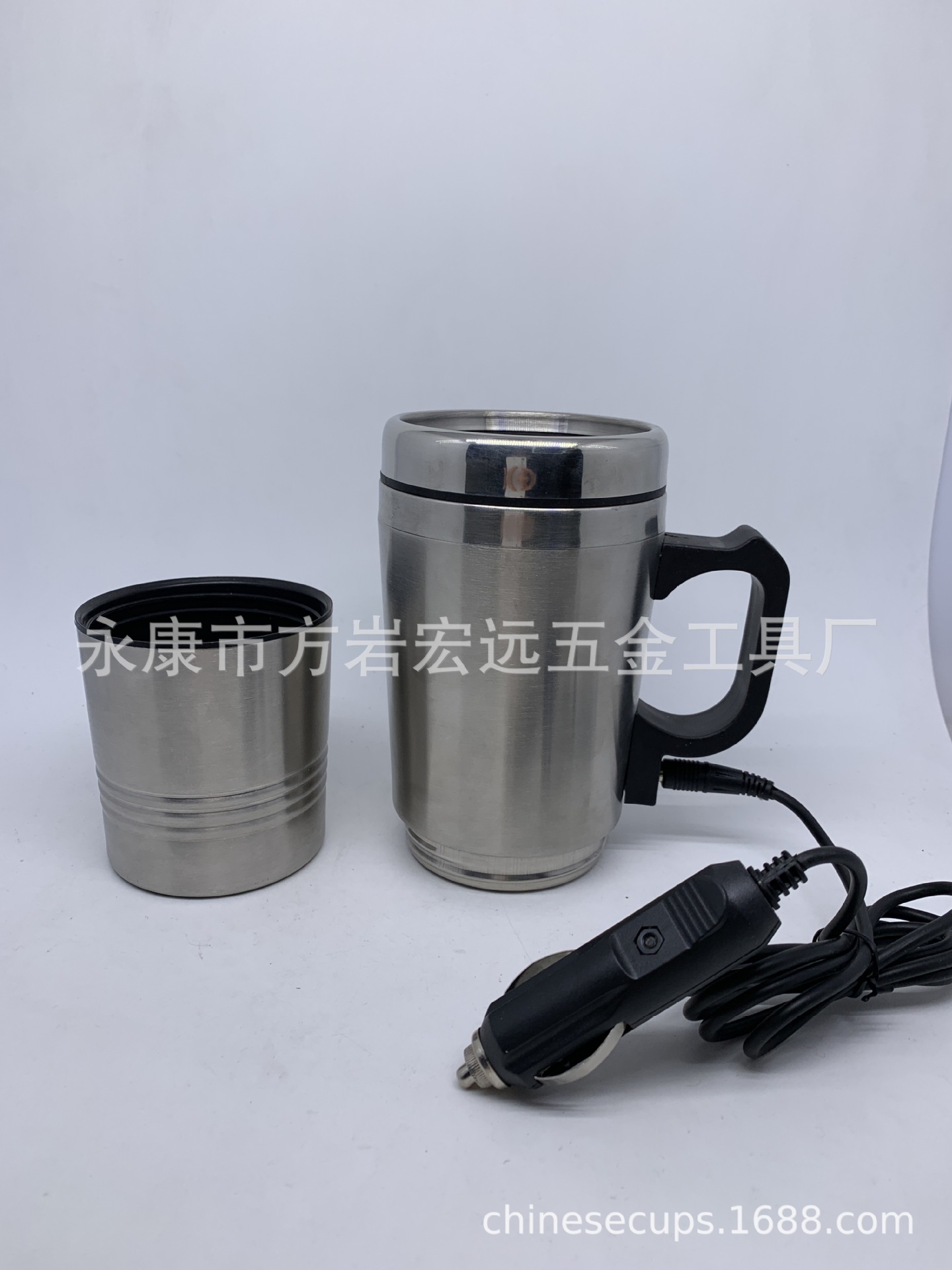 Taza calefactora para coche de 12V Taza calefactora para coche Taza calefactora para coche de acero inoxidable de doble capa Taza termo para coche