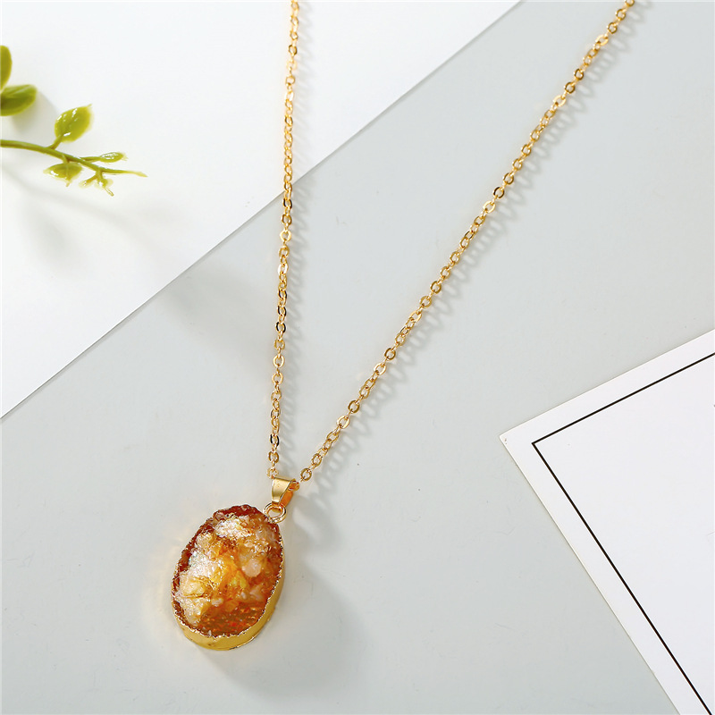 Jewelry simple shell necklace imitation natural stone oval pendant resin necklacepicture4