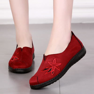 19春秋媽媽鞋軟底防滑透氣聚氨酯女單鞋老北京布鞋女平跟平底鞋