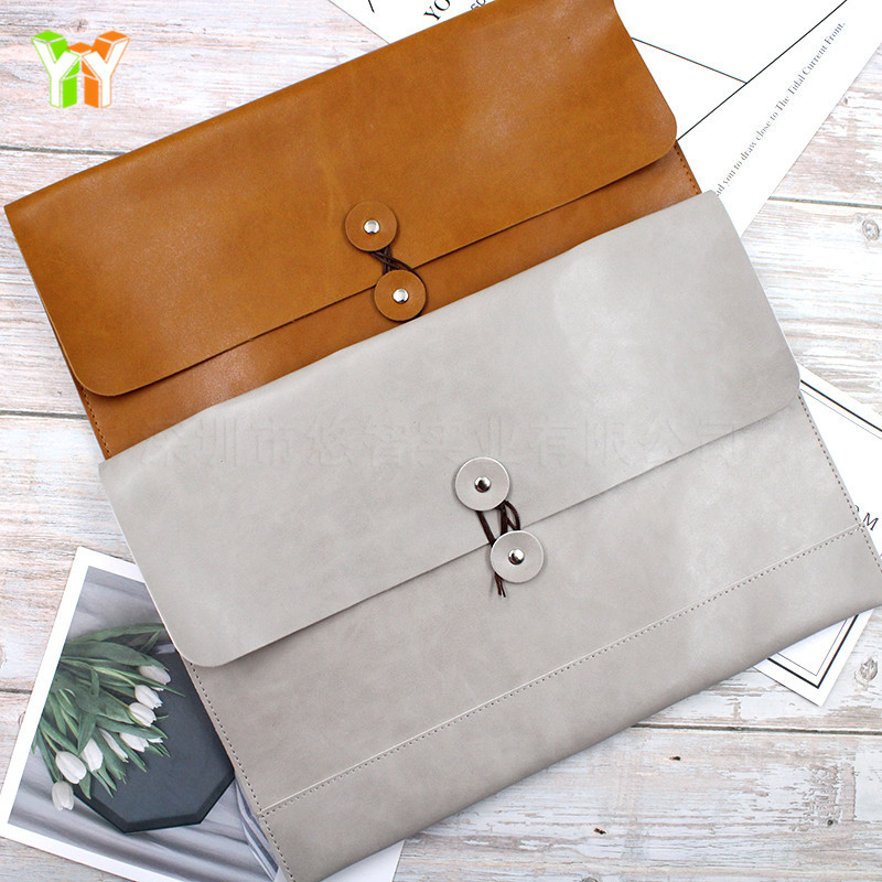 Laptop Bag Crazy Horse leather computer liner bag A4 rope file storage bag