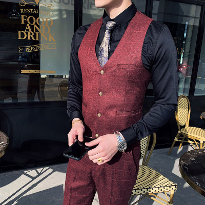 man 's suit Vest leisure time business affairs suit Self cultivation man vest British style Korean Edition Show thin Internal lap waistcoat handsome