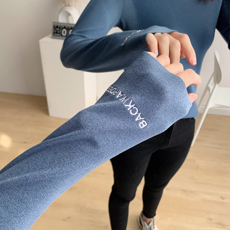 2019秋冬新款德绒打底衫保暖内衣女刺绣高领内搭加厚修身长袖t恤|ru