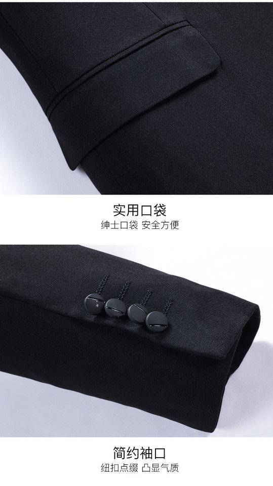 Áo vest nam dáng ôm một hàng cúc xẻ tà sau phong cách Hàn Quốc — Màu đen chi tiết 14