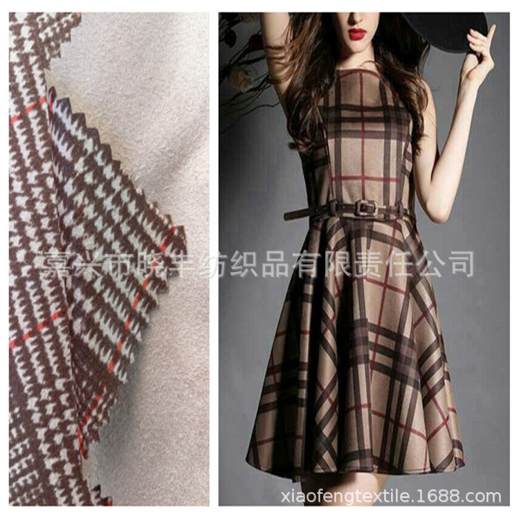 女款时尚休闲麂皮绒连衣裙服装面料，针织印花烫金麂皮绒