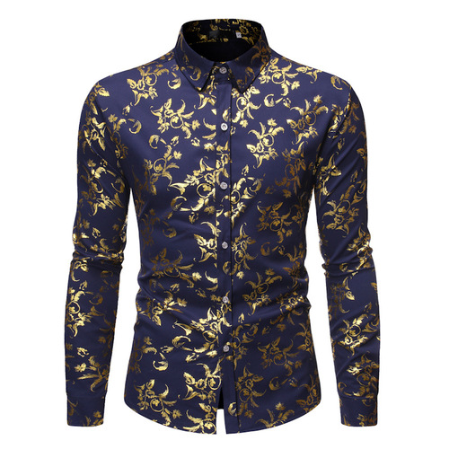 men's singers host choir jazz stage performance dress shirts red black gold groomsman wedding party long sleeve shirts men basic flower tops for man