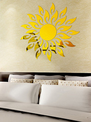 亞克力鏡面太陽花牆貼3d立體玻璃客廳臥室沙發背景裝飾自粘圓鏡子