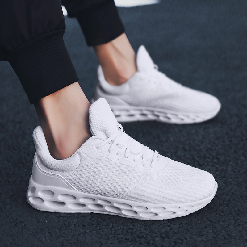 新款男士青年户外休闲鞋 春夏季潮流透气男鞋大码飞织网面跑步鞋