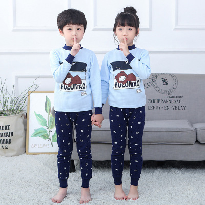 winter thickening children keep warm Underwear suit three layers Cotton clip Sweater hollow Home Furnishing CUHK comfortable Primer