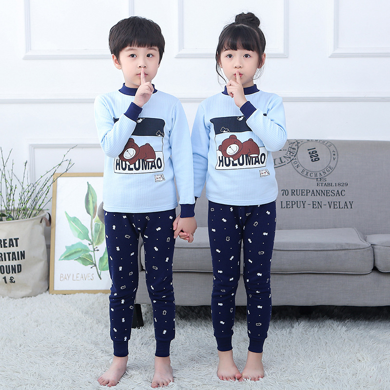 winter thickening children keep warm Underwear suit three layers Cotton clip Sweater hollow Home Furnishing CUHK comfortable Primer