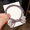 Elastic hair rope, hair accessory from pearl, wholesale, Korean style, simple and elegant design