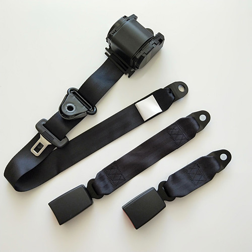 Three-point car seat belt, passenger car and truck automatic retractable driver's seat, passenger seat, rear seat belt assembly