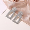 Earrings, square metal pendant, suitable for import