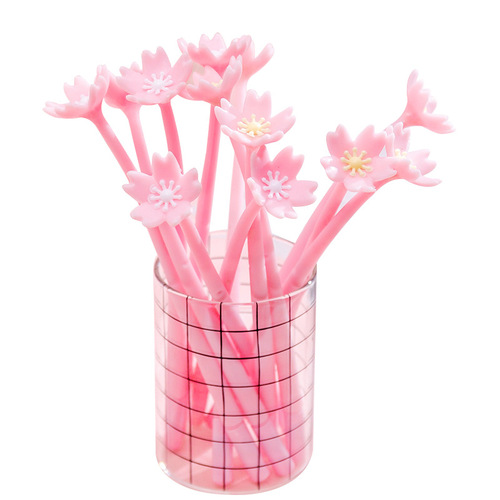 Korean Creative Beautiful Cherry Blossom Gel Pen Small Fresh Cute Flower Pen Student Exam Writing Signature Pen Water Pen
