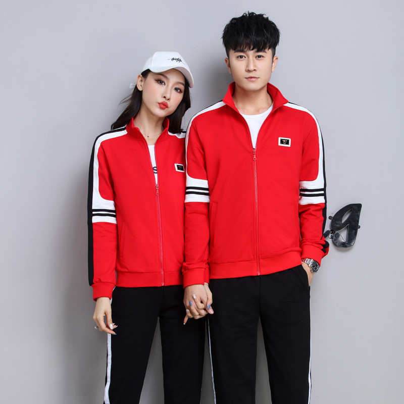 威波尼斯春秋新款健身运动服三件套女休闲运动情侣套装男一件代发|ru