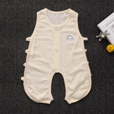 小螺號夏款嬰幼兒A類開裆連體衣新生兒琵琶哈衣寶寶無袖連身爬服