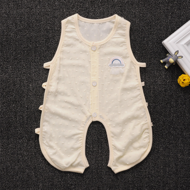 小螺號夏款嬰幼兒A類開裆連體衣新生兒琵琶哈衣寶寶無袖連身爬服
