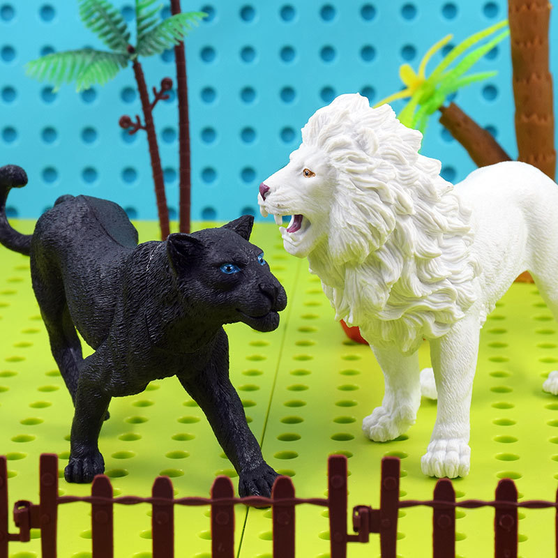 森林动物世界仿真动物老虎豹子狮子玩具象梅花鹿犀牛搪塑PVC玩具