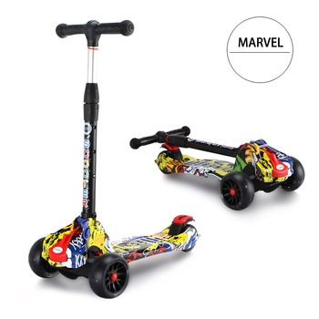 Transfronterizos dedicados a la altura de tres velocidades de dirección de gravedad ajustable PU rueda flash scooter para niños de 3 - 12 años
