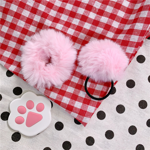 Cute soft lolita cute fur hair circle artificial rabbit fur ball rubber band hair tie new winter accessories