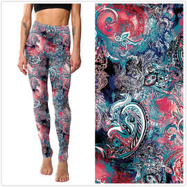 2068 红绿色佩兹利扎染印花打底裤 九分裤批发 printing leggings