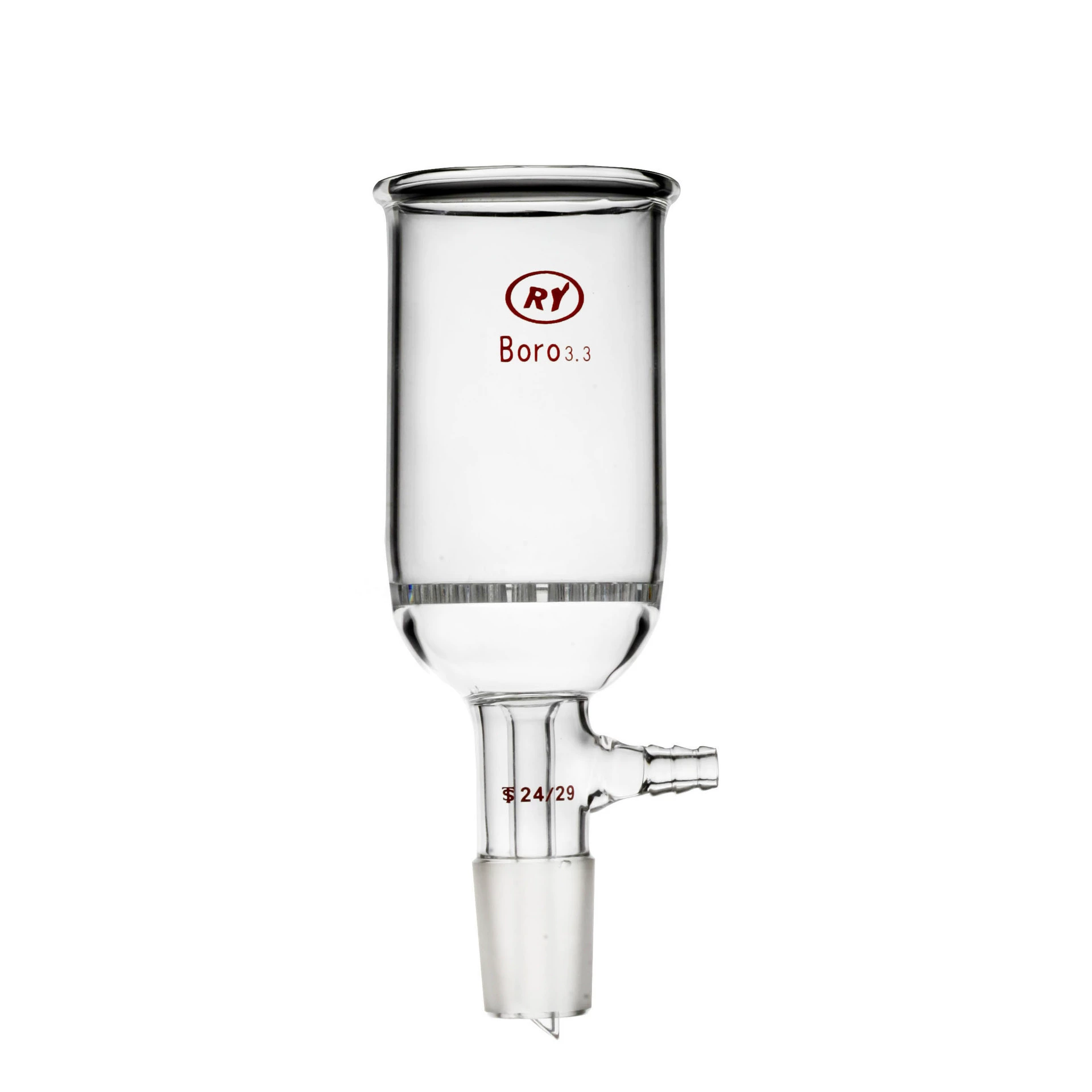 Производитель силы Шанхай Хэци, стеклянная фильтрующая пластина с маленьким отверстием, сливная воронка, маленькая насадка, стандартная горловина, высокий боросиликат 3,3