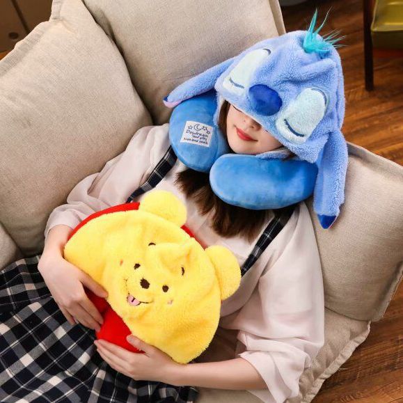 Car neck pillow, travel hooded neck pillow, single office nap pillow, cartoon U-shaped pillow plush toy