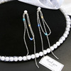 Silver needle, long earrings, fashionable chain with tassels, silver 925 sample