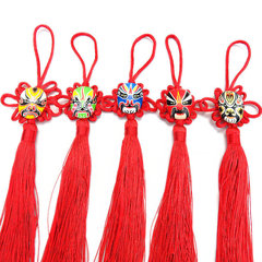 Crystal Peking Opera Mask Pendant Small Tassel Chinese Knot Pendant for Foreigners - Unique National Treasure Gift Decor Wholesale