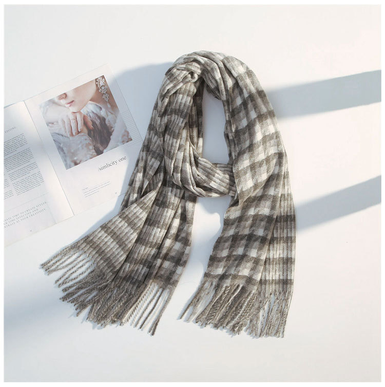 Small Houndstooth Scarf Female Winter Long Imitation Wool Fringed Scarf display picture 16