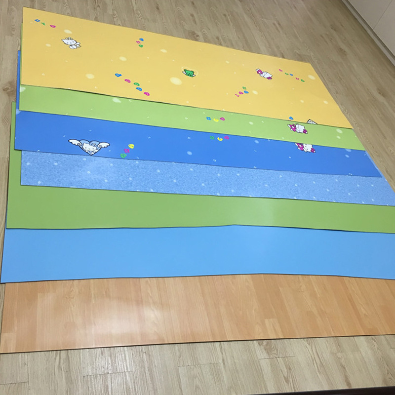 幼儿园学校卡通地胶 舞蹈室加厚耐用防滑地板 纯色木纹塑胶地板