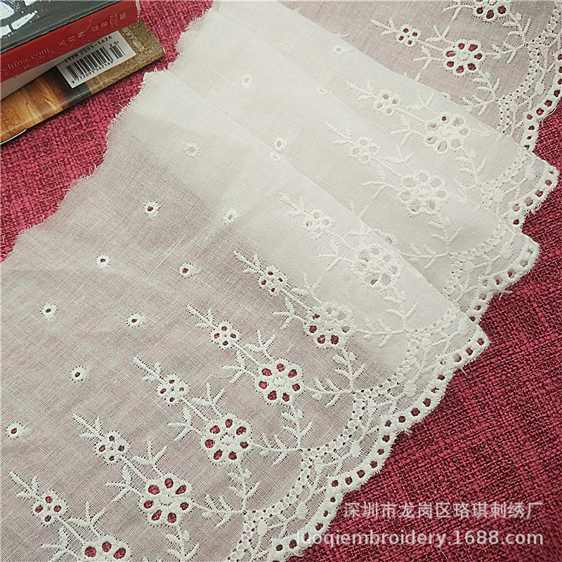 厂家直销 春夏新品棉布刺绣蕾丝娃衣服装辅料DIY裙子下摆布料花边