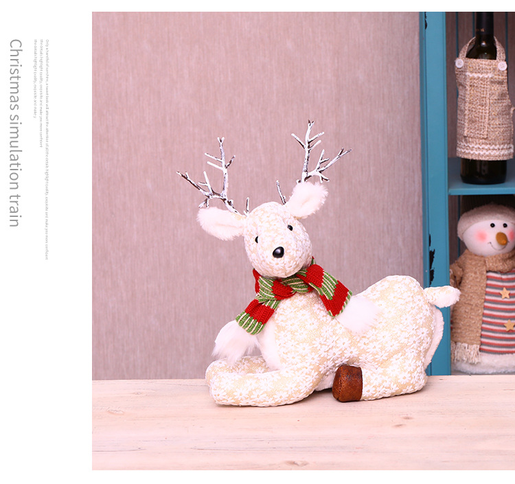 Festliche Weihnachtsdekoration mit Weihnachtsmann und Rentier-Plüschfigur, handgefertigtes Stofftier (Elch), weihnachtliches Geschenk für Kinder und Erwachsene_voghion.com