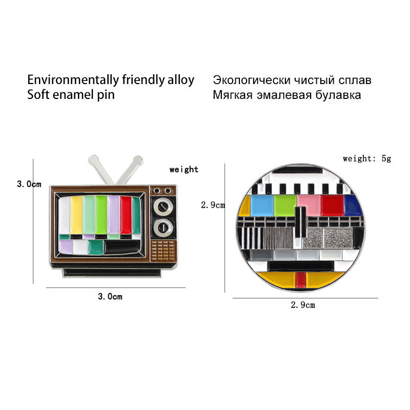 4g Weight Retro Pin Geometric Badge Television Alloy Enamel Unisex Brooches