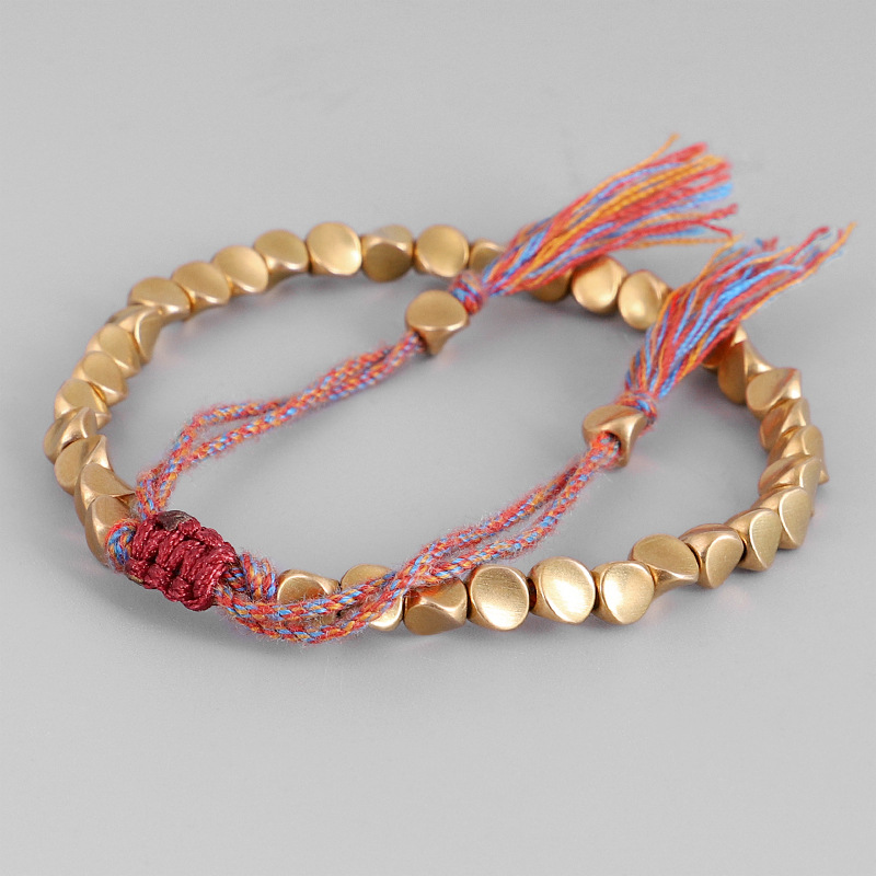 New Cross-border Jewelry Hand-woven Text Play Line Bracelet Special-shaped Copper Bead Bracelet Creative Pull Tassel Bracelet