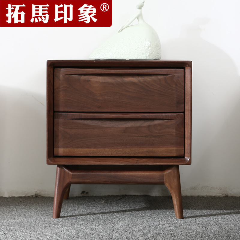 厂家直销收纳柜简约现代家具卧室实木床边柜北美黑胡木床头柜|ru