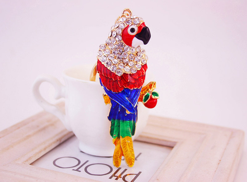 50g Weight Alloy, Metal Material Unisex Gender  Alloy Colorful Parrot Keychain Animal Bird Keychain 4