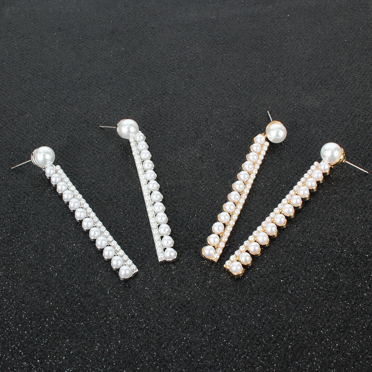 Korean Fashion Earrings Wild I-shaped Imitation Pearl Long Earrings Women display picture 5