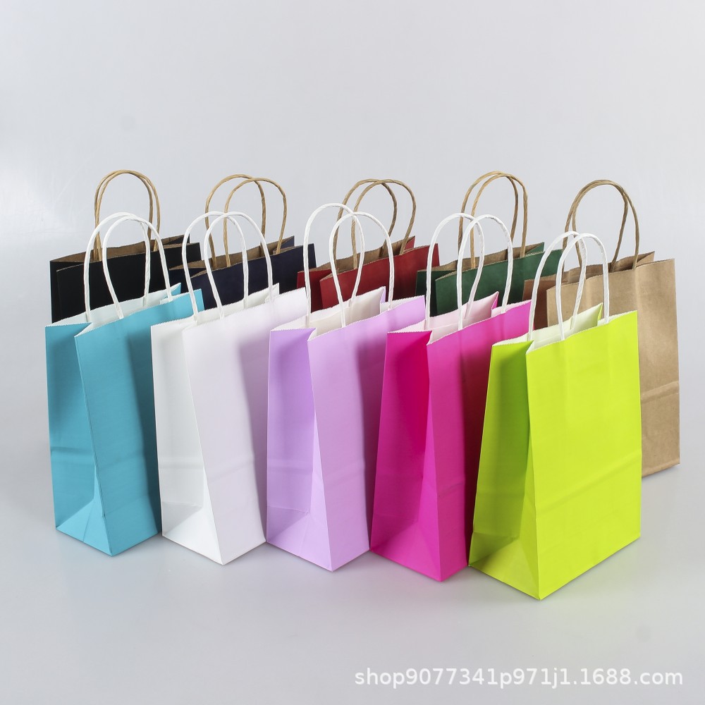 牛皮纸袋手提袋纯色可加印logo外卖袋打包袋炸鸡奶茶包装袋礼袋