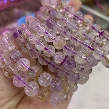 天然紫钛单圈手串 钛金晶体7.5-12mm圆珠水晶厂家批发