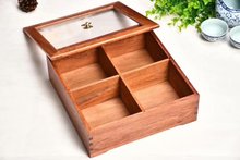 缅花零食果盘盒客厅摆件工艺品中式复古果盒实木质红木分格带盖