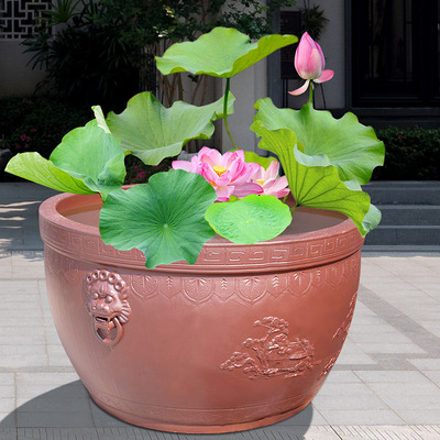 Tutao fish tank Large Goldfish bowl a living room Lotus cylinder Porcelain cup large Large Fish bowl Customize