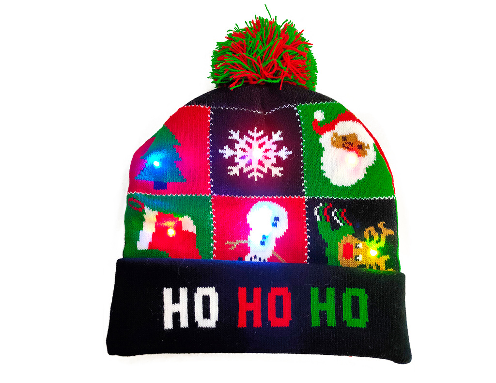 Unisexo Casual Árbol De Navidad Papá Noel Calcetines Navideños Pompones Sin Alero Gorro De Lana display picture 3