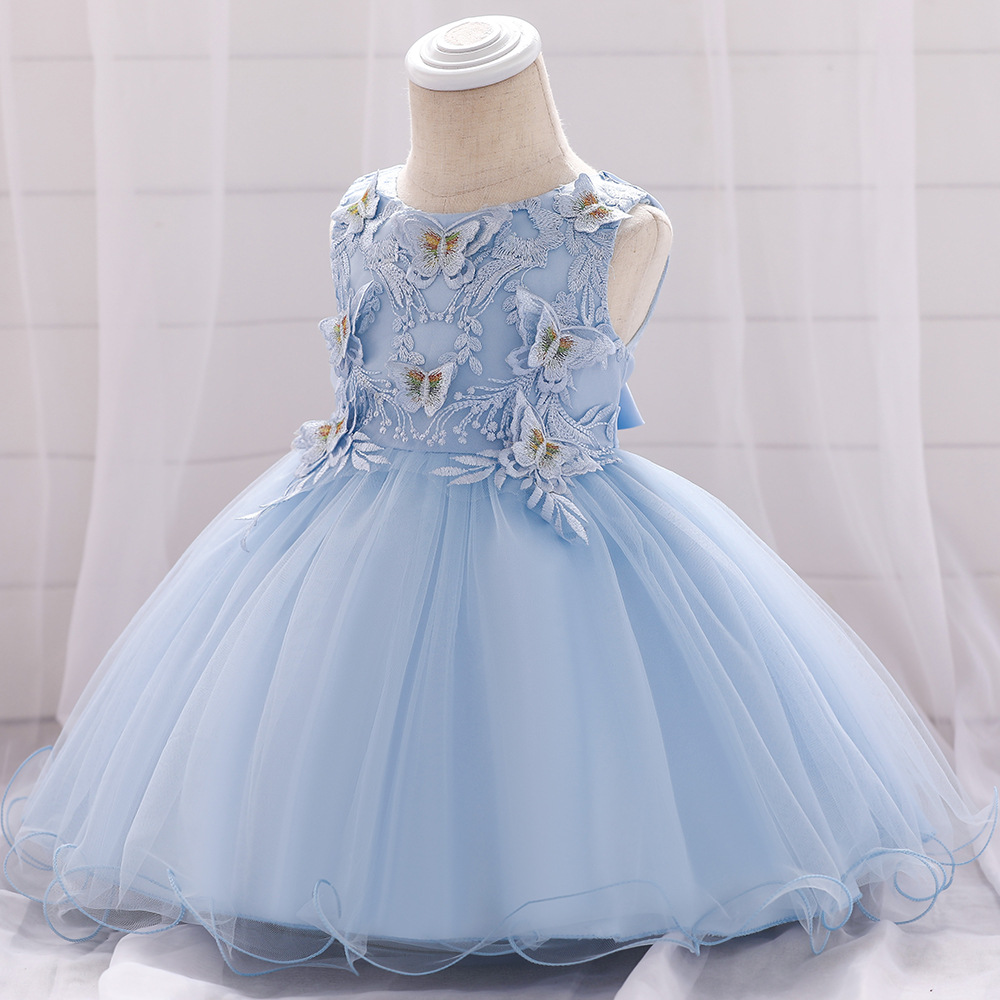2024 años de edad mariposa vestido bordado princesa vestido Niña de la luna llena Forro de algodón vestido de bebé vestido de cumpleaños niños
