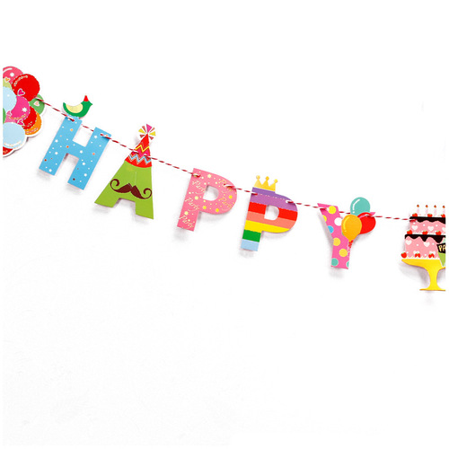 Manufacturer birthday pull flag letter banner hanging flag party party decoration pennant paper string housewarming wedding decoration