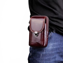 新款头层疯马纹6.3寸穿皮带式手机包适用于三星Note9竖款通用腰包