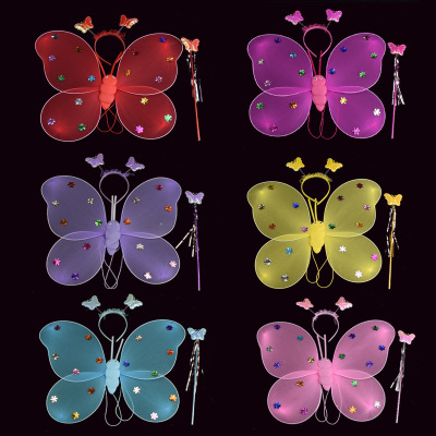 公主化妆服饰道具蝴蝶翅膀天使头箍魔法棒三件套创意礼品儿童玩具|ms